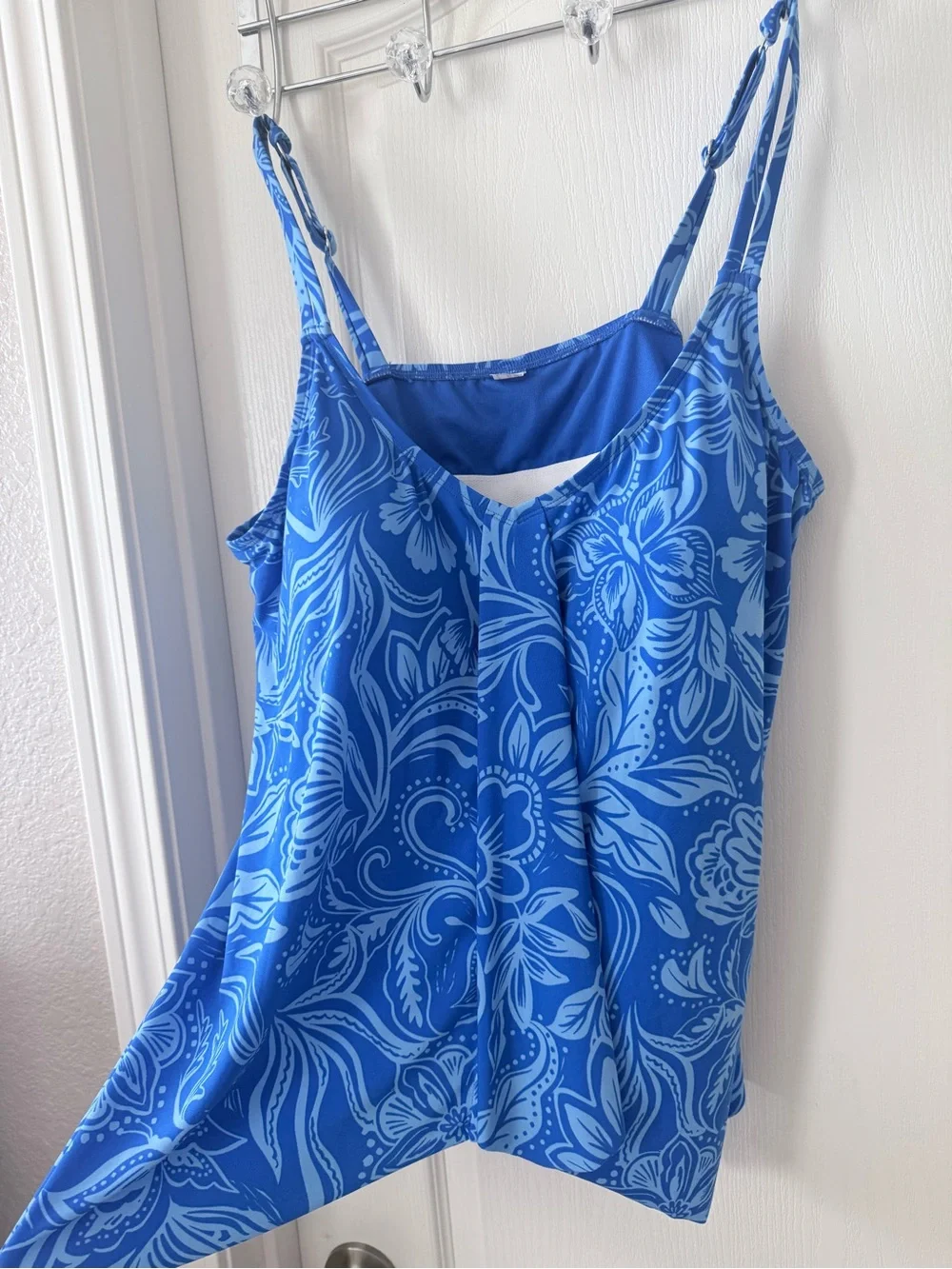 Blue Floral Swim Cami with Adjustable Straps